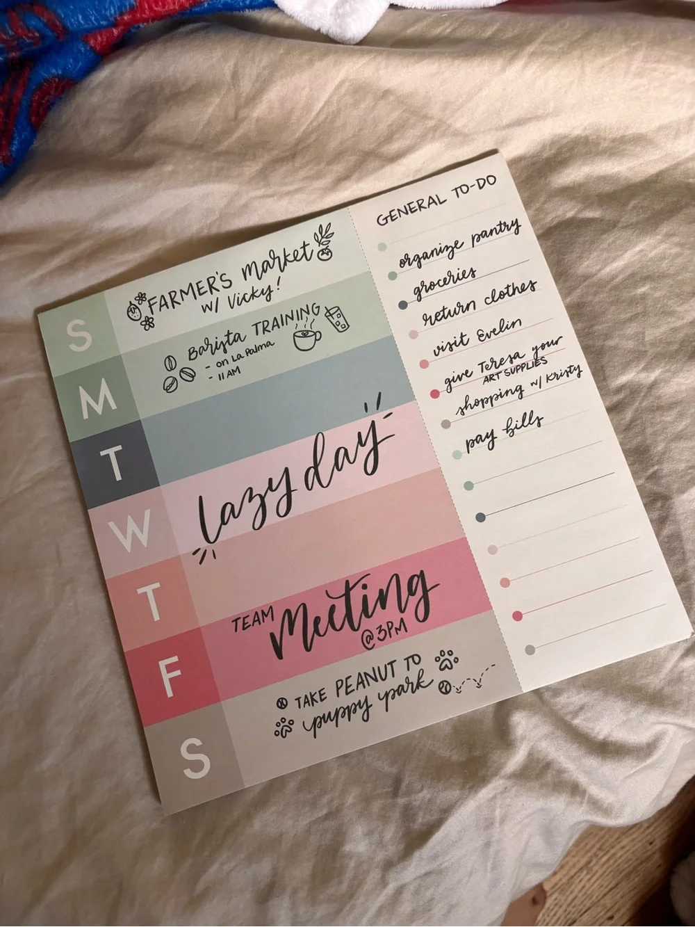 Weekly Pastel Planner Pad - Pink, Peach, Teal